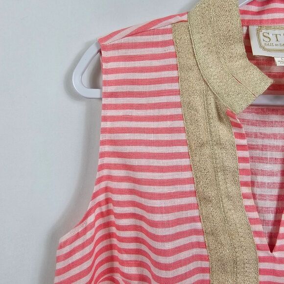 Sail To Sable Classic Sleeveless Tunic Dress in Pink Stripes - Size L - Picture 3 of 12